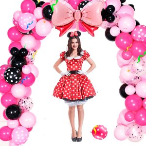 Arco Globos Polka Minnie Mouse Rosado Fucsia Niña Comprar