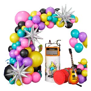 Arco Globos Fiesta Disco Musical 80s Rosado Verde Lila