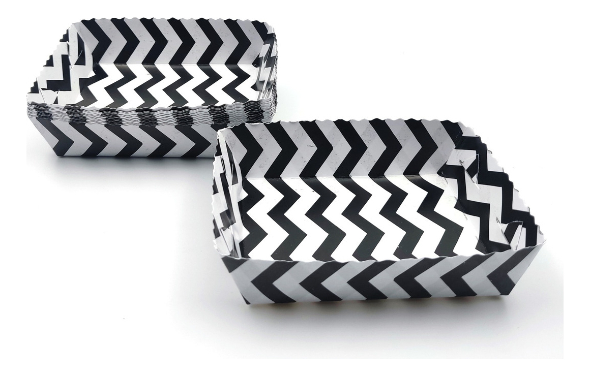 Platos Blanco Negro Lineas Zigzag X 12 Promo Original Oferta - Imagen 3