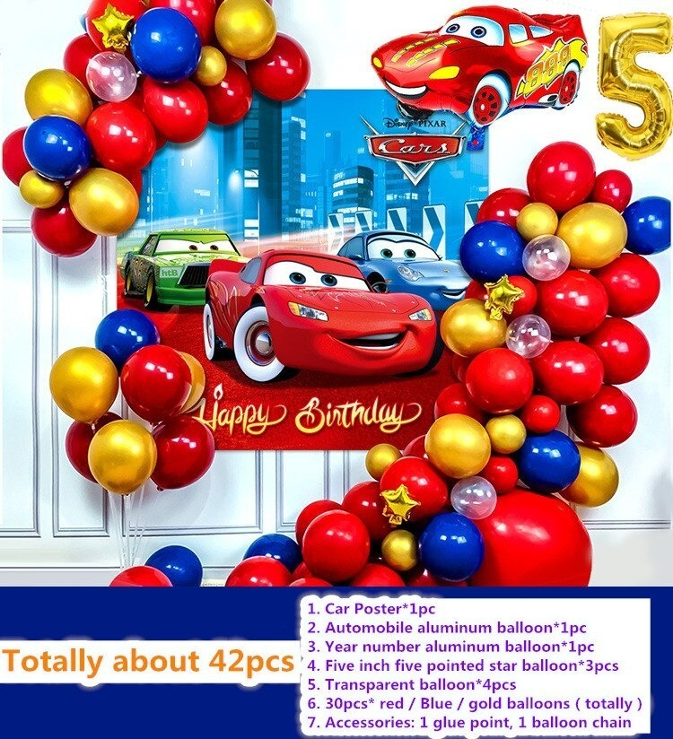Decoracion Globos Cars Rojo Azul Dorado Cumpleaños Niño Hoy - Imagen 9