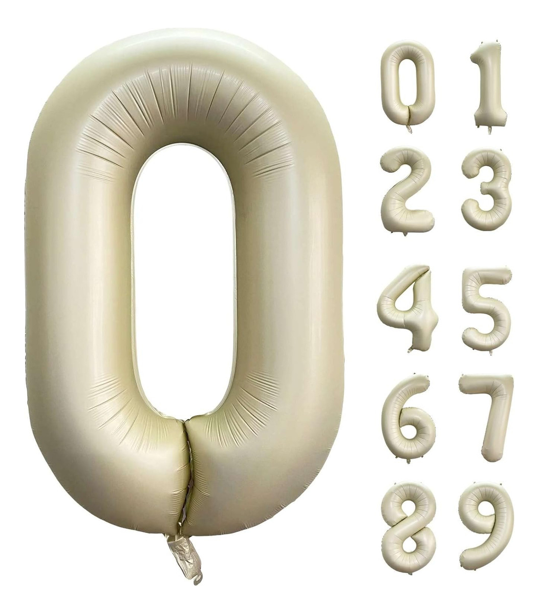 Globo Cumpleaños Numero Arena Crema 40 Pulgadas 1 Metro Top