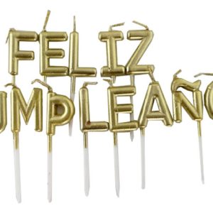 Velas Pastel Torta Ponque Feliz Cumpleaños Dorado Promo Top