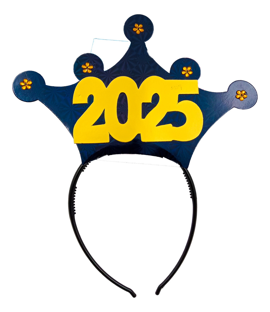 Diadema Balaca Navidad Año Nuevo Dorada 2025 12u Oferta Hoy