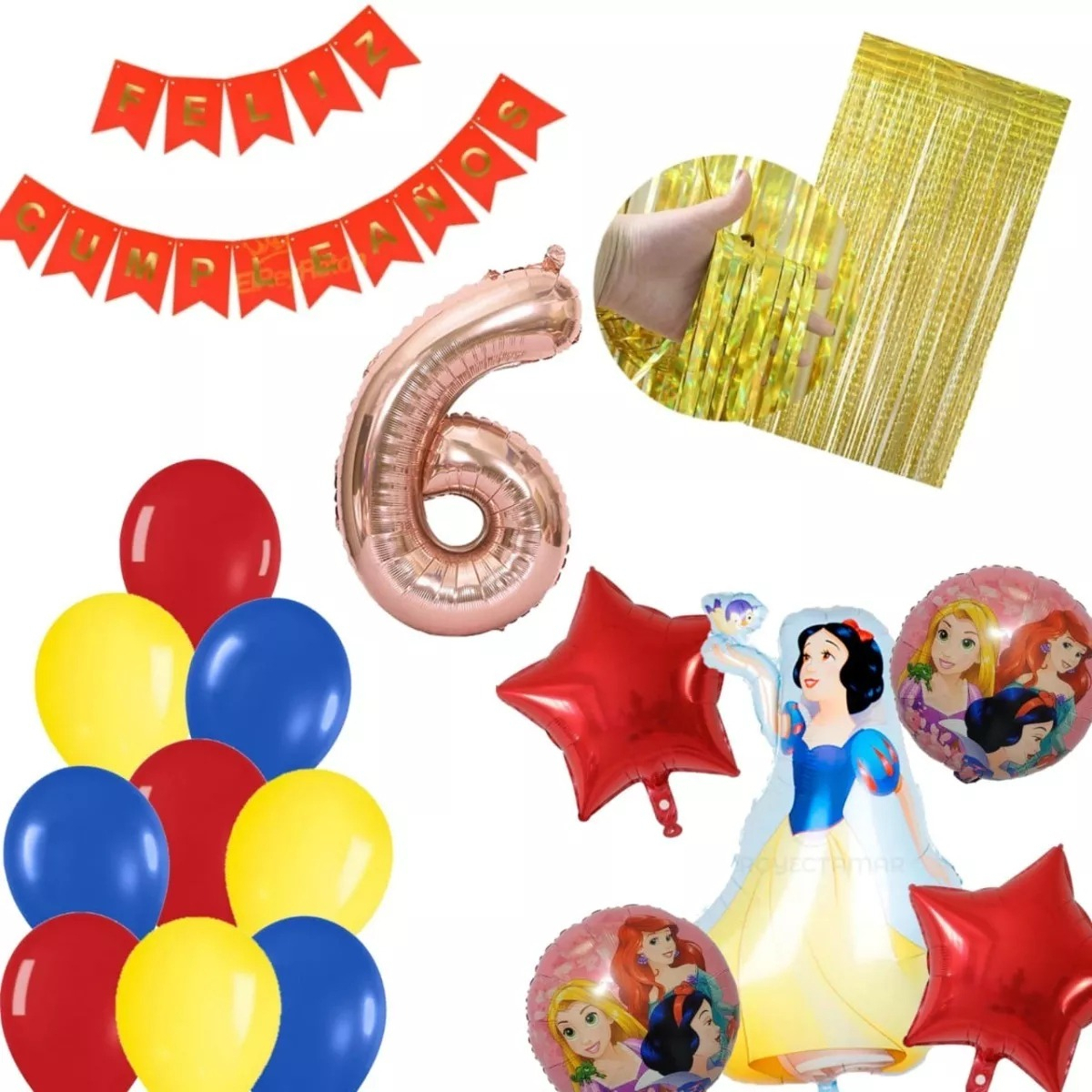 Kit Globos Decoracion Princesa Blanca Nieves Cumpleaños Hoy - Imagen 6