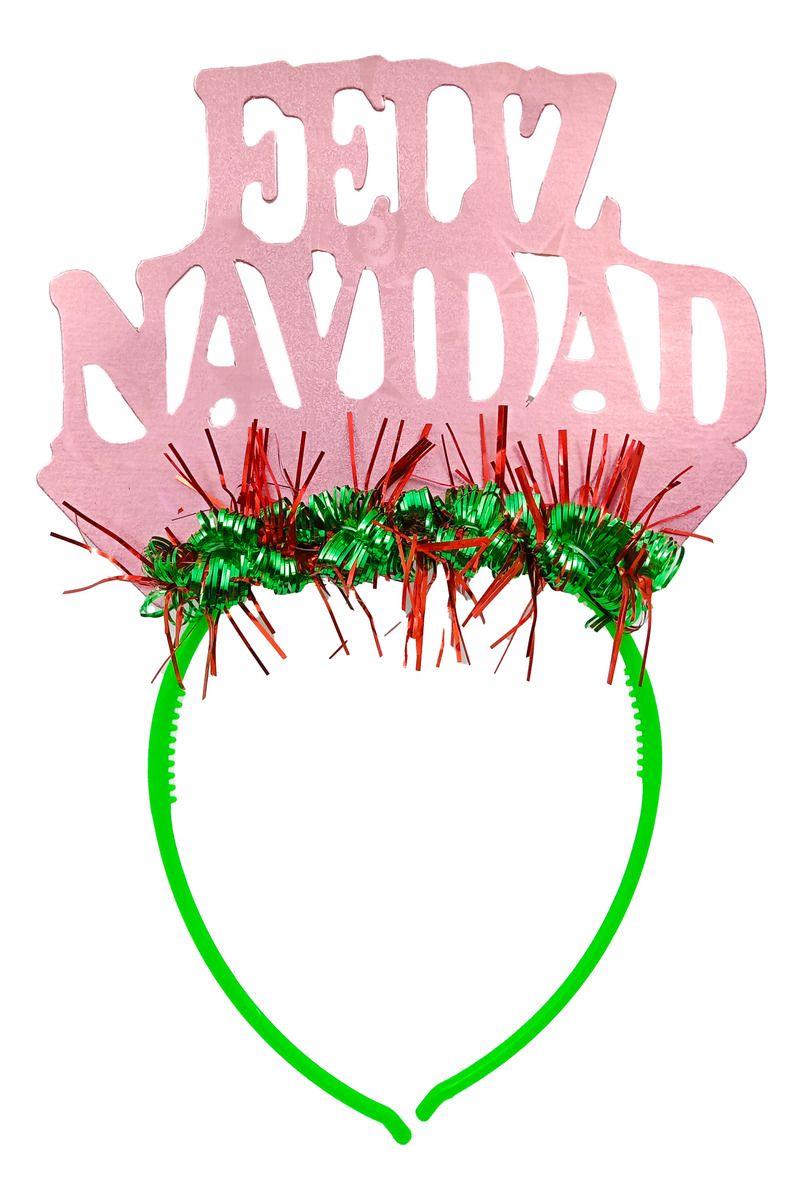 Diadema Balaca Feliz Navidad Rosada 12u Oferta Original Hoy - Imagen 2