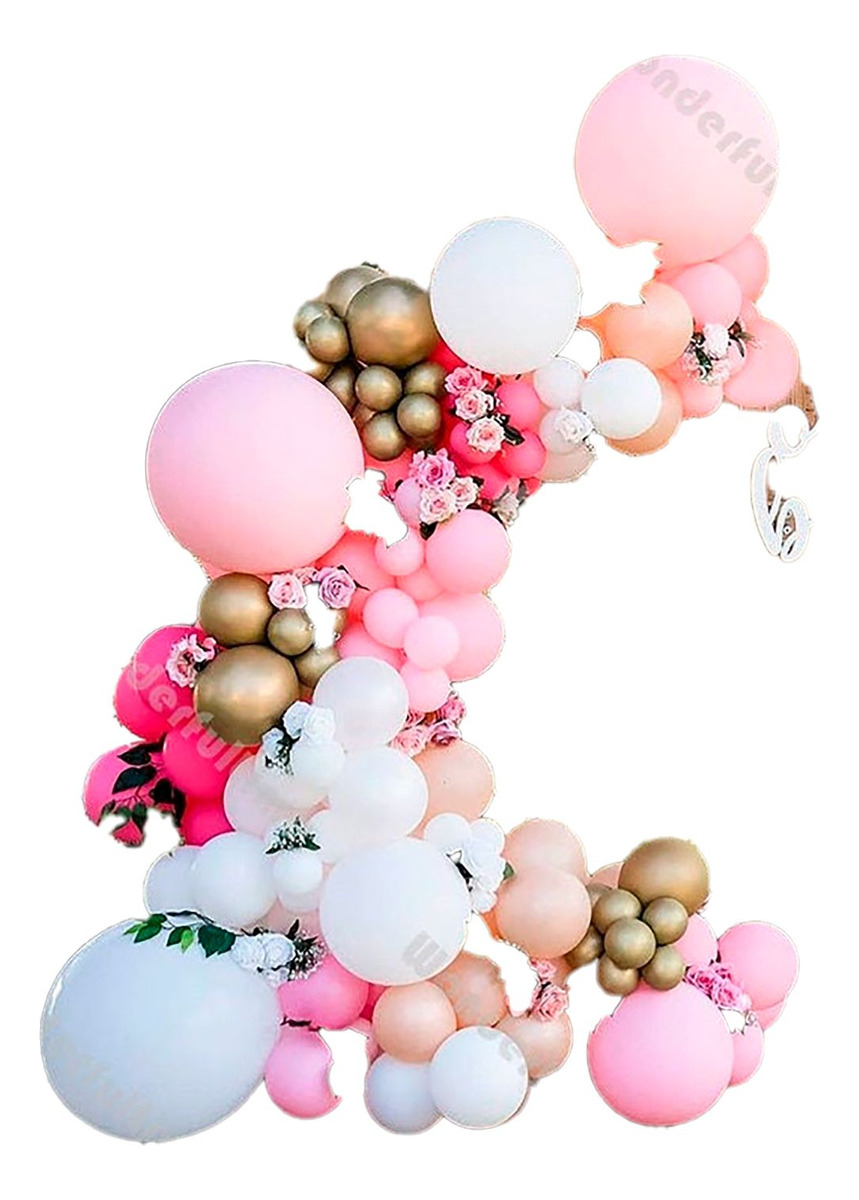 Arco Globos Blanco Rosado Dorado Fucsia Baby Shower Comprar