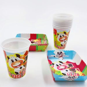 Kit 12 Vasos Platos Decorativos Vaca Granja 2 Comprar Barato