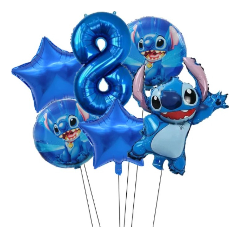 Kit Decoracion Globos Numero Azul Stitch Lilo Fiesta Comprar - Imagen 8