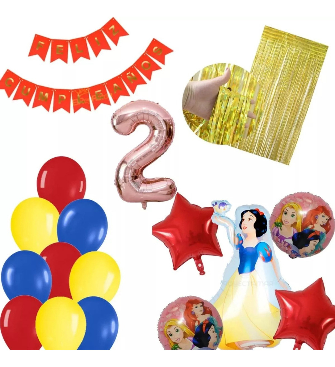 Kit Globos Decoracion Princesa Blanca Nieves Cumpleaños Hoy - Imagen 2