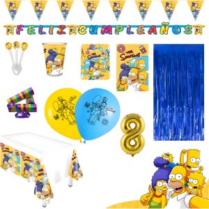 Kit Fiesta Simpsons Homero Globos Mantel Vasos Platos Oferta