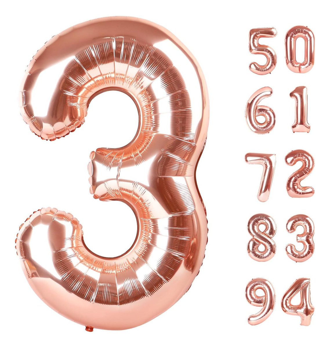 Globo Numero Oro Rosa 1 2 3 4 5 6 7 8 9 0 Altura 40cm Barato - Imagen 11