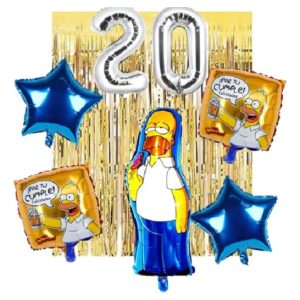 Kit Homero Fiesta Numero Cortina Padre Papa Hombre Globos