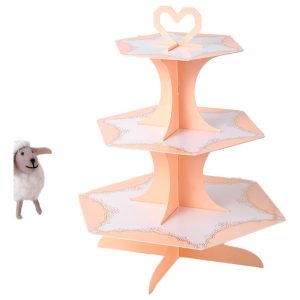 Torre Base Para Cupcakes 3 Niveles Crema Corazón