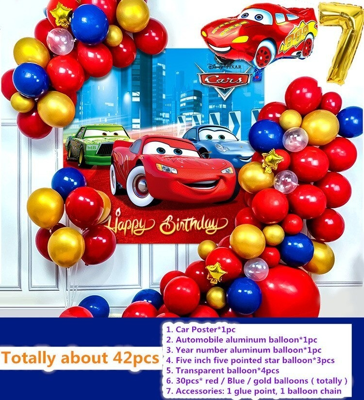 Decoracion Globos Cars Rojo Azul Dorado Cumpleaños Niño Hoy - Imagen 6