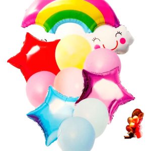 Decoracion Globos Arcoiris Estrella Rosada Roja Comprar Hoy