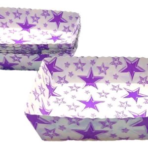 Platos Fiesta Blanco Morado Estrellas X 12 Un