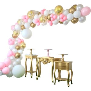 Decoracion Globos Arco Blanco Dorado Rosado Oferta Original