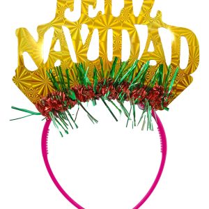 Diadema Balaca Feliz Navidad Dorada 1u Promo Original Oferta