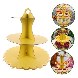 Torre Base Para Cupcakes 3 Niveles Amarillo Dorado Abeja