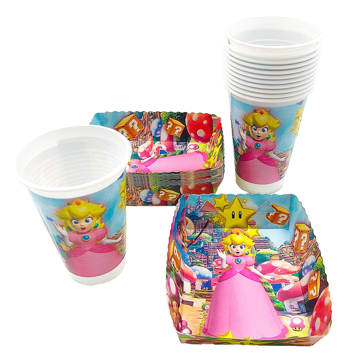 Kit 12 Vasos Platos Decorativos Peach Princesa Mario Comprar