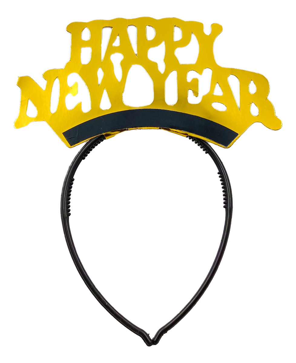 Diadema Balaca Navidad Año Nuevo Dorada Ingles 12u Comprar