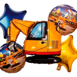 Bouquet Globos Retroexcavadora Construccion Obra Comprar