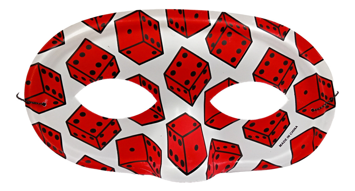 Antifaz Casino Cartas Juego Rojo Dados Fiesta Hora Loca X6u