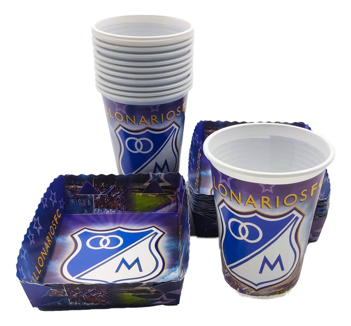 Kit 12 Vasos Platos Decorativos Futbol Millonarios Azul Hoy - Imagen 2