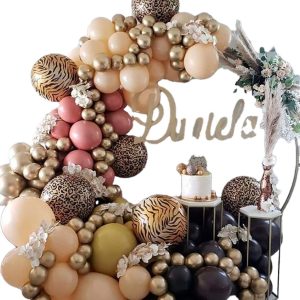 Arco Globos Selva Animal Print Animales Crema Rosa Oferta