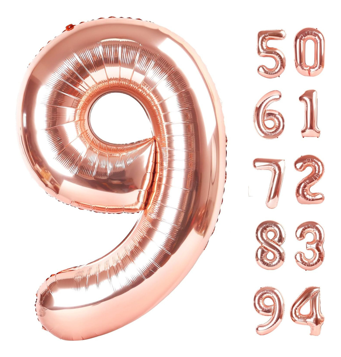 Globo Numero Oro Rosa 1 2 3 4 5 6 7 8 9 0 Altura 40cm Barato - Imagen 17