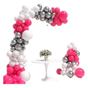Arco Globos Fiesta Fucsia Plateado Blanco Comprar Barato