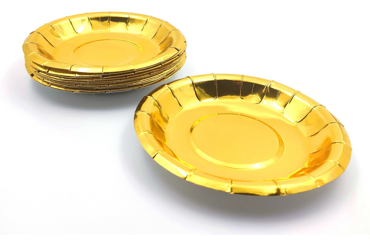 Plato Dorado Metalizado Redondo Torta X 10 Unidades Oferta - Imagen 2