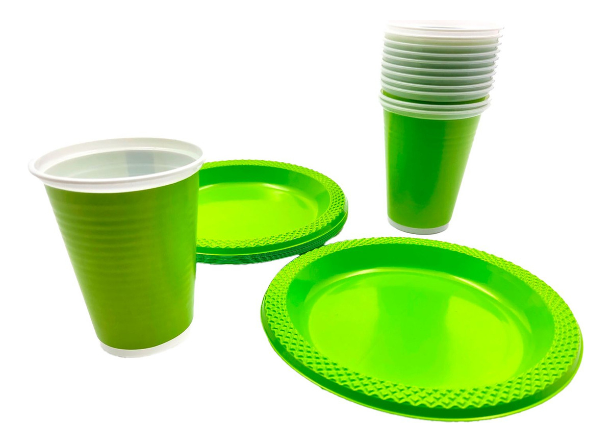 Platos Redondos Neon Verde Fiesta Hora Loca X 10 Unidades