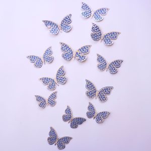 Mariposas Decorativas 3d Papel Pared Azul Plateado