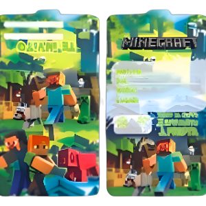 Tarjeta Invitacion Minero Video Juego Bloques Cumpleaños