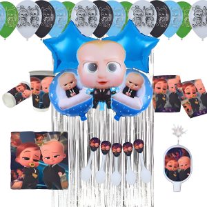 Kit Decoración Jefe Pañales Mantel Bouquet Cortina Fiesta