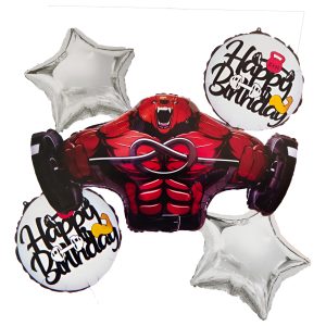 Bouquet Globos Gym Gimnasio Oso Levanta Pesas Cumpleaños