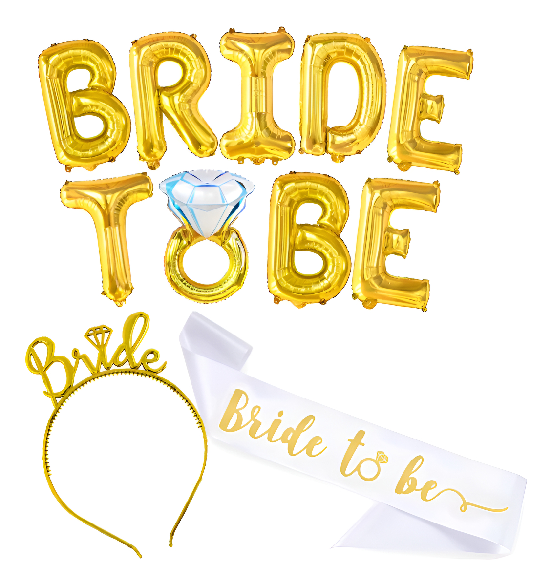 Kit Despedida Soltera Tiara Banda Globos Metalizados Oferta