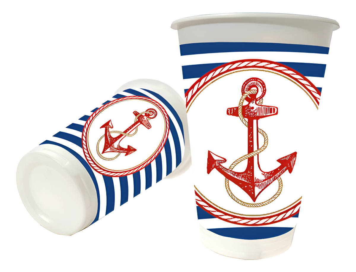 Vasos Fiesta Marinero Marino Cumpleaños Ancla Azul Comprar