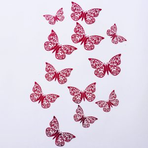 Mariposas Decorativas 3d Papel Pared Rojo Troquel Mariposa