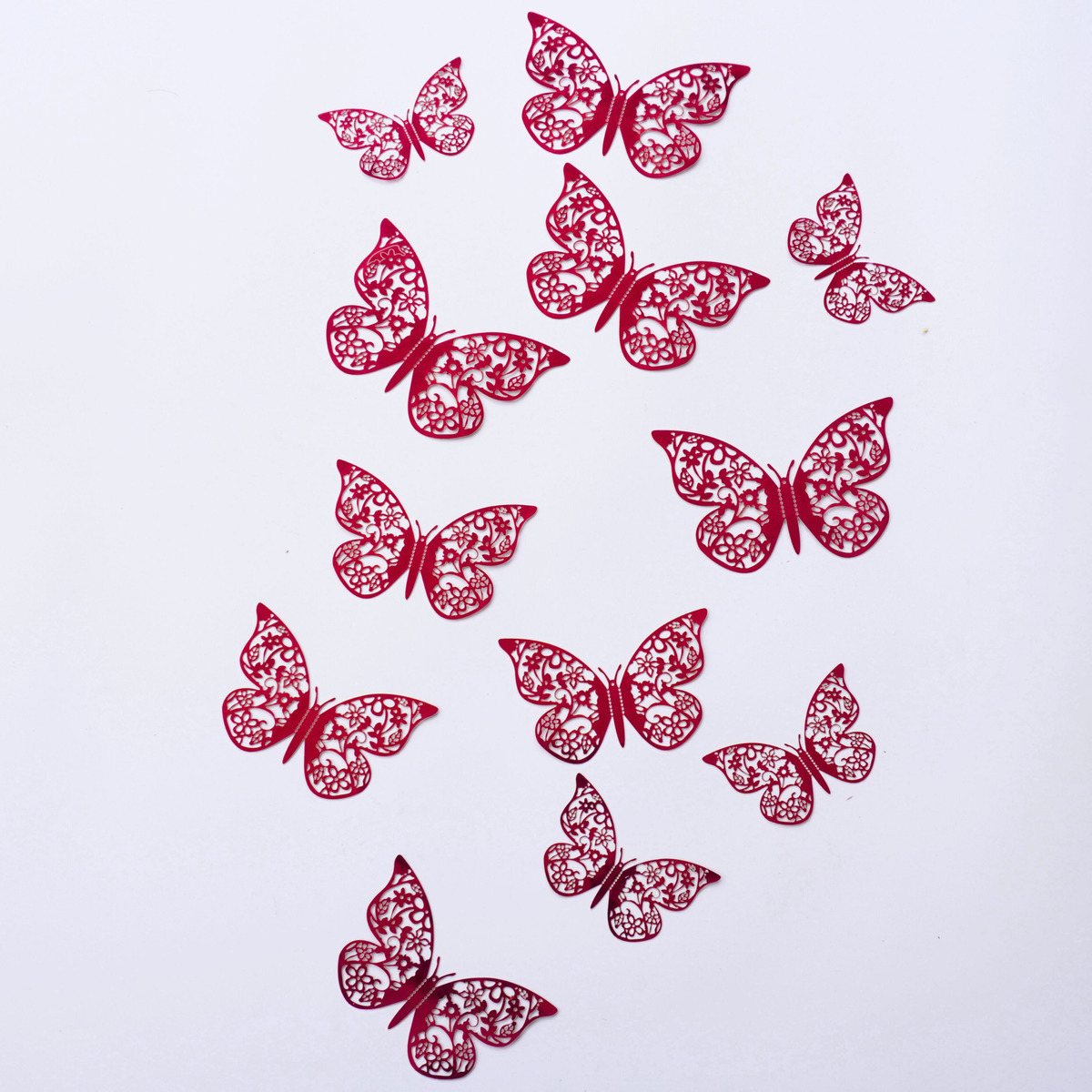 Mariposas Decorativas 3d Papel Pared Rojo Troquel Mariposa