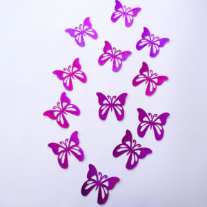 Mariposas Decorativas 3d Papel Pared Plateado Fucsia Rosa