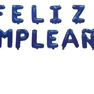 Globo Letras Feliz Cumpleaños Azul Fiesta Decoracion Comprar