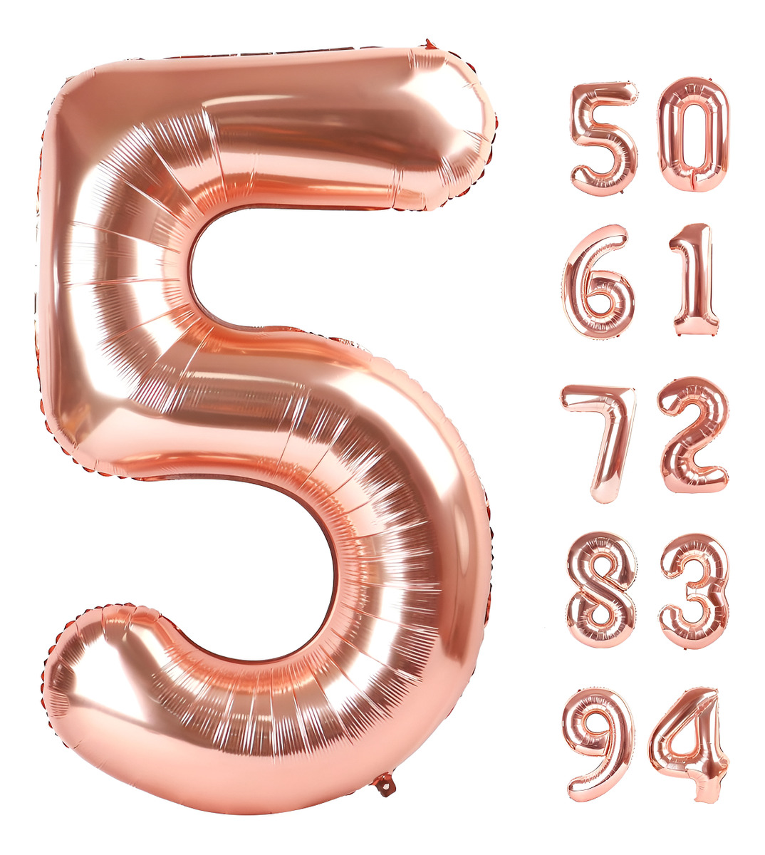 Globo Numero Oro Rosa 1 2 3 4 5 6 7 8 9 0 Altura 40cm Barato - Imagen 13