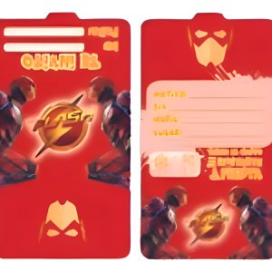 Tarjeta Invitación Flash Rojo Héroes Decoración Cumpleaños