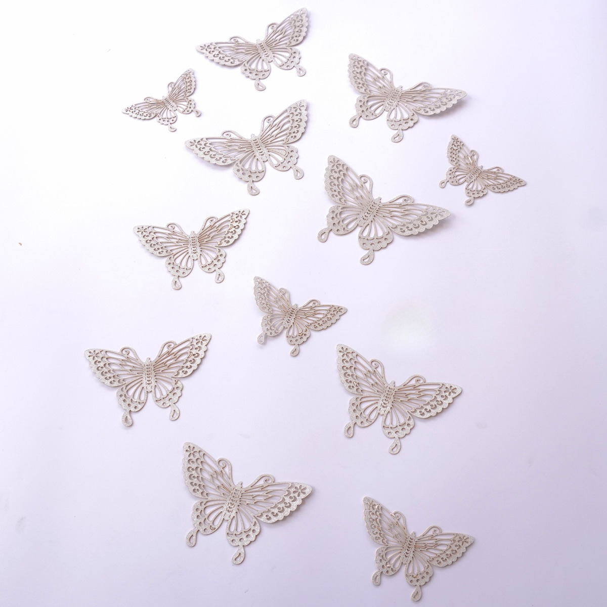 Mariposas Decorativas 3d Papel Pared Plateado Troquelado