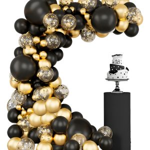 Kit Globos Fiesta Cumpleaños Dorado Negro Grado Boda