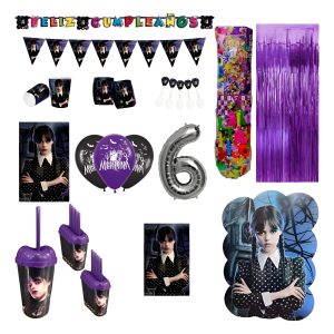 Piñata + Relleno Guirnalda Vasos Platos Mantel Globo Merlina