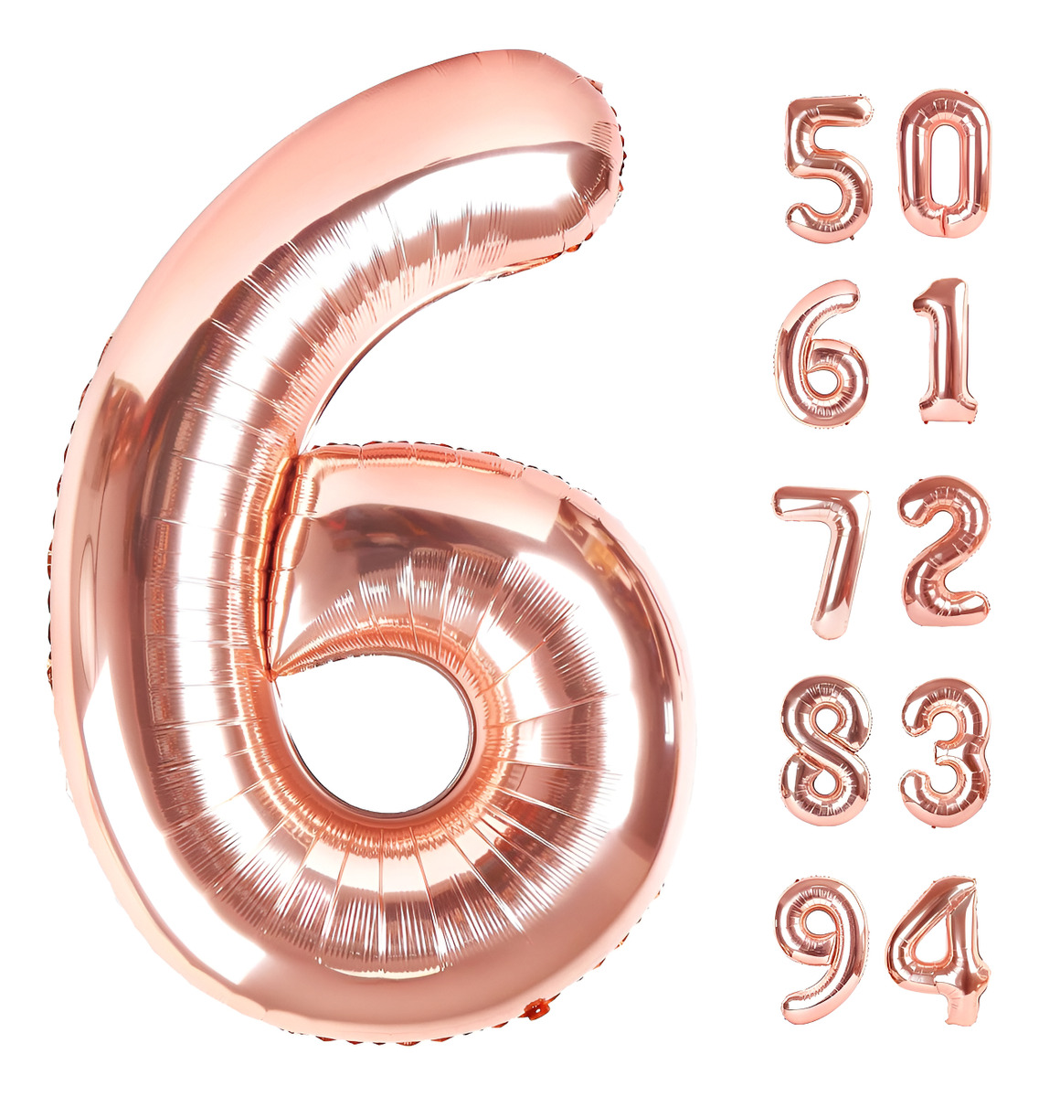 Globo Numero Oro Rosa 1 2 3 4 5 6 7 8 9 0 Altura 40cm Barato - Imagen 14