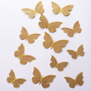 Mariposas Decorativas 3d Papel Pared Dorado Oro Rosa Comprar